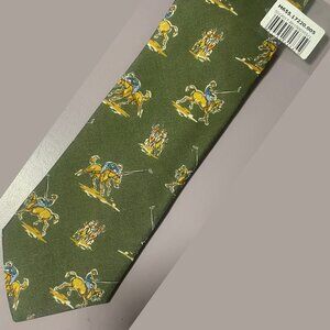 Drakes Hand Sewn Tie 62% Linen 38% Cashmere Polo pattern